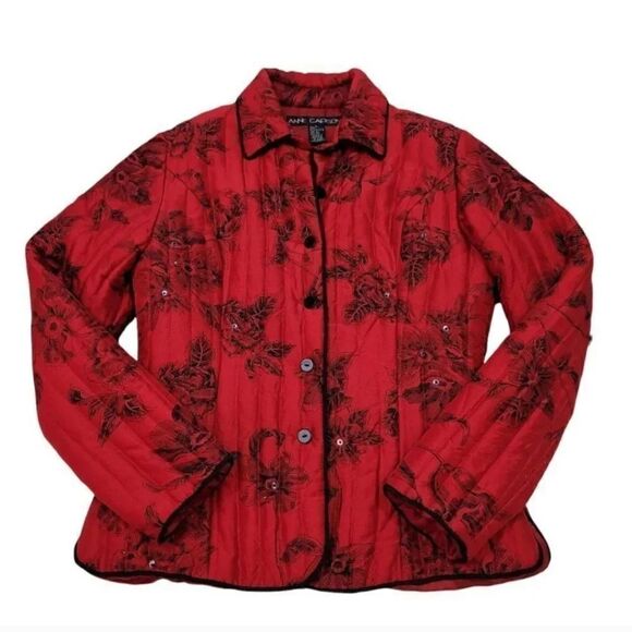 Vintage Anne Carson 100% Silk Beaded and Sequin Quilted Button Down Jacket Small - Picture 5 of 10